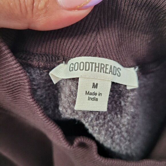 Goodthreads Women's Heritage Fleece Ruffle Shoulder Sweatshirt Dark Brown Medium - Picture 7 of 11